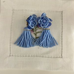 J crew flower tassel beaded earrings